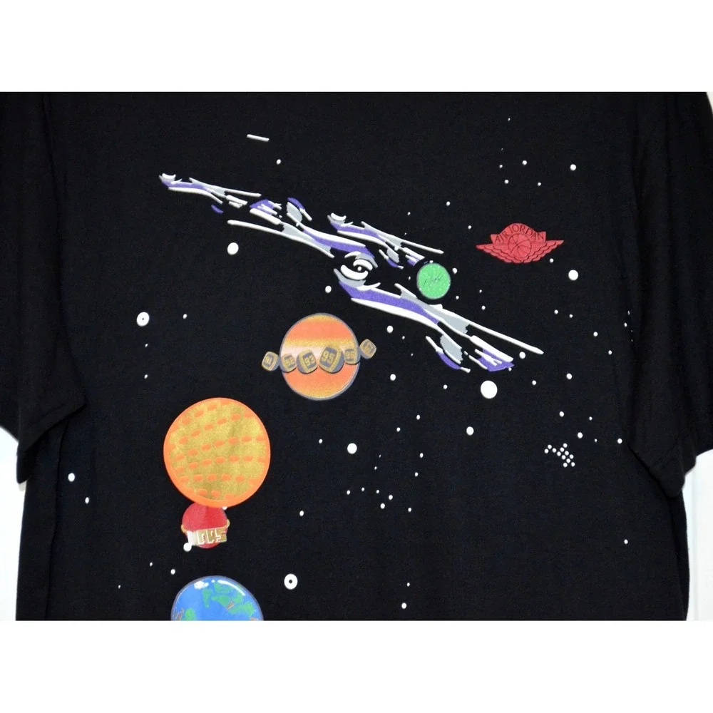 Jordan Space Planets Graphic T Shirt black Large Jumpman Cosmic Galaxy TEE